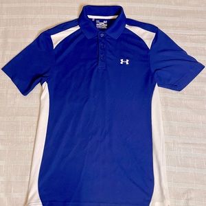 Under Armour Heat Gear Loose Blue Polo Shirt Size Small